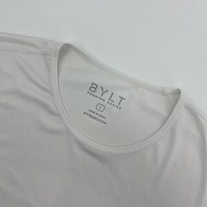 Bylt Shirt Mens Large White Lux Drop Cut Curved Hem Gym Workout Weightlifting